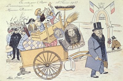 Caricature of Raymond Poincare Moving to the Elysee Palace by Xavier Sager